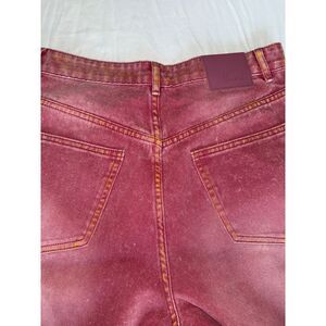 Hanifa Pink Distressed Wide-Leg Jeans M